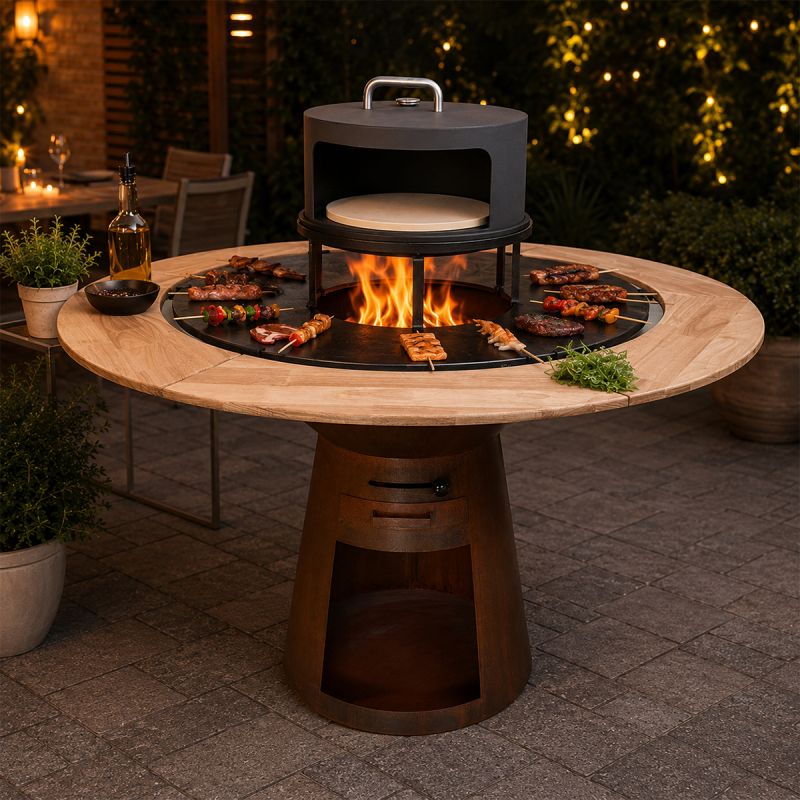 Cuptor pentru pizza Nexus Ø45 cm, otel corten 1.5 mm, cu termometru, compatibil cu gratarele Aurelius si Avangarde, negru