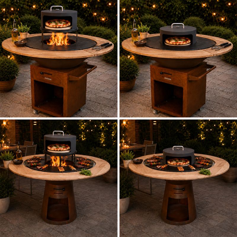 Cuptor pentru pizza Nexus Ø45 cm, otel corten 1.5 mm, cu termometru, compatibil cu gratarele Aurelius si Avangarde, negru