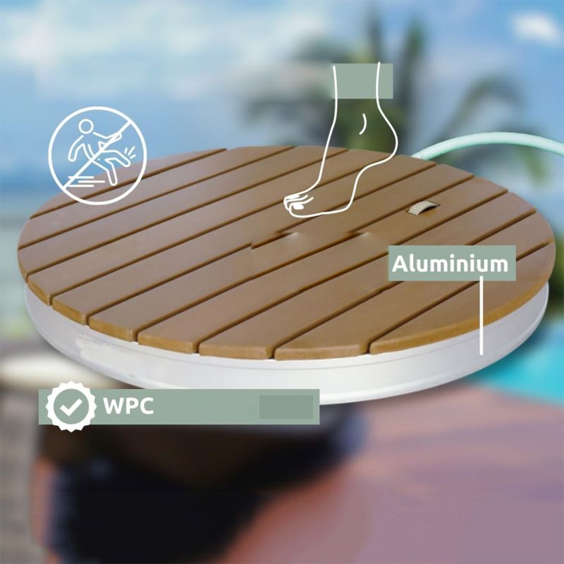 Dus mobil din wpc aluminiu, de podea, gradina, camping, inaltime reglabila a apei 4 m, diametru 70 cm, Sole