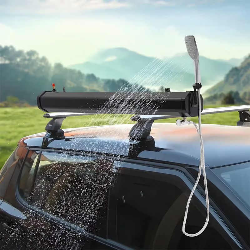 Dus solar auto de 30 litri, Camping, Portabil, dus de mana si pistol off-road, Negru, Cordoba