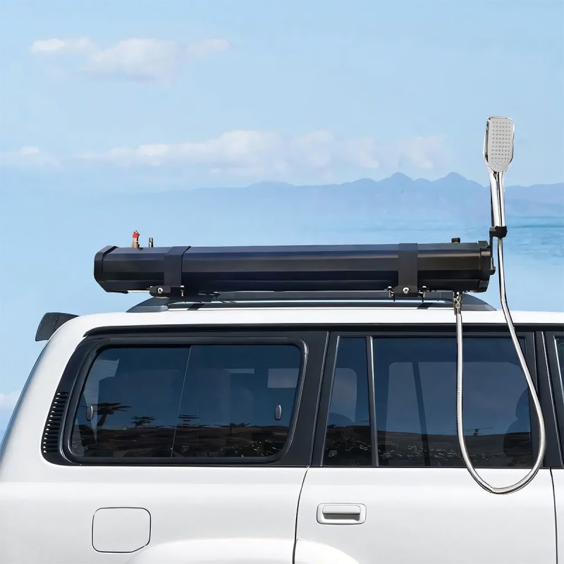 Dus solar auto de 30 litri, Camping, Portabil, dus de mana si pistol off-road, Negru, Cordoba