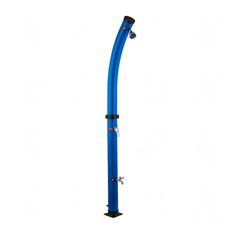 Dus solar de 20 Litri, PVC+ABS, robinet pentru picioare, dus tip ploaie, Albastru, Sevilia