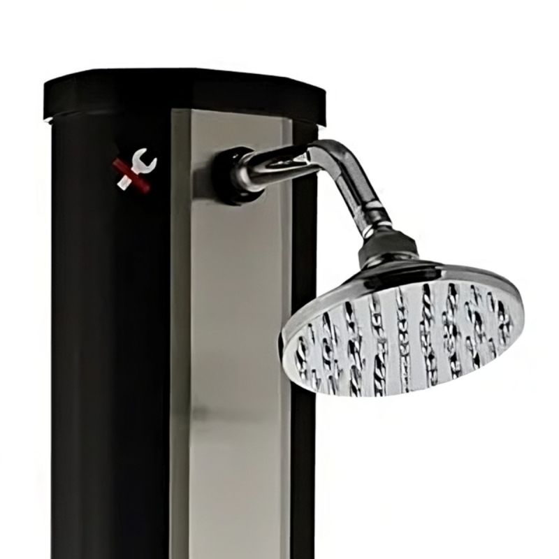 Dus solar de 35 Litri, pentru gradina si piscina, robinet pentru picioare, dus tip ploaie, PVC+ABS, Negru Nichel Mat, Cadiz
