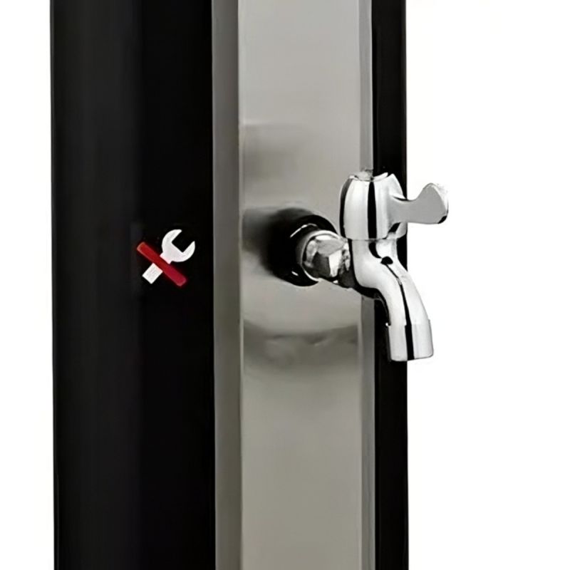 Dus solar de 35 Litri, pentru gradina si piscina, robinet pentru picioare, dus tip ploaie, PVC+ABS, Negru Nichel Mat, Cadiz