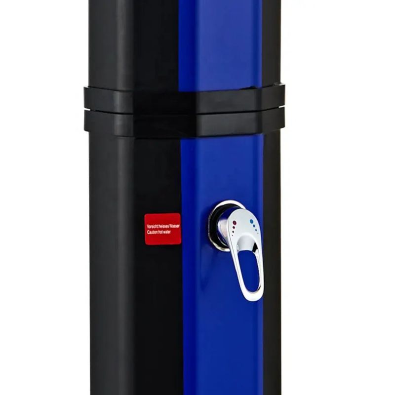 Dus solar de 60 Litri, dus de mana si termometru, dus tip ploaie, robinet pentru picioare, PVC+ABS, Albastru Negru, Alicante