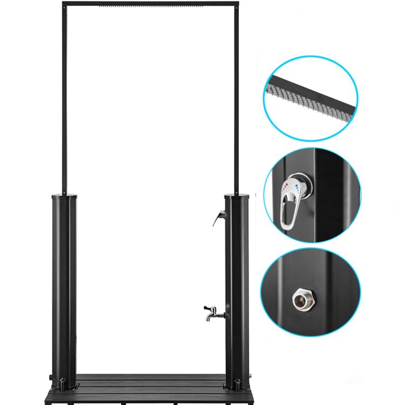 Dus solar tip perdea, capacitate de 40 L, gradina si piscina, WPS, Negru Mat, Viento
