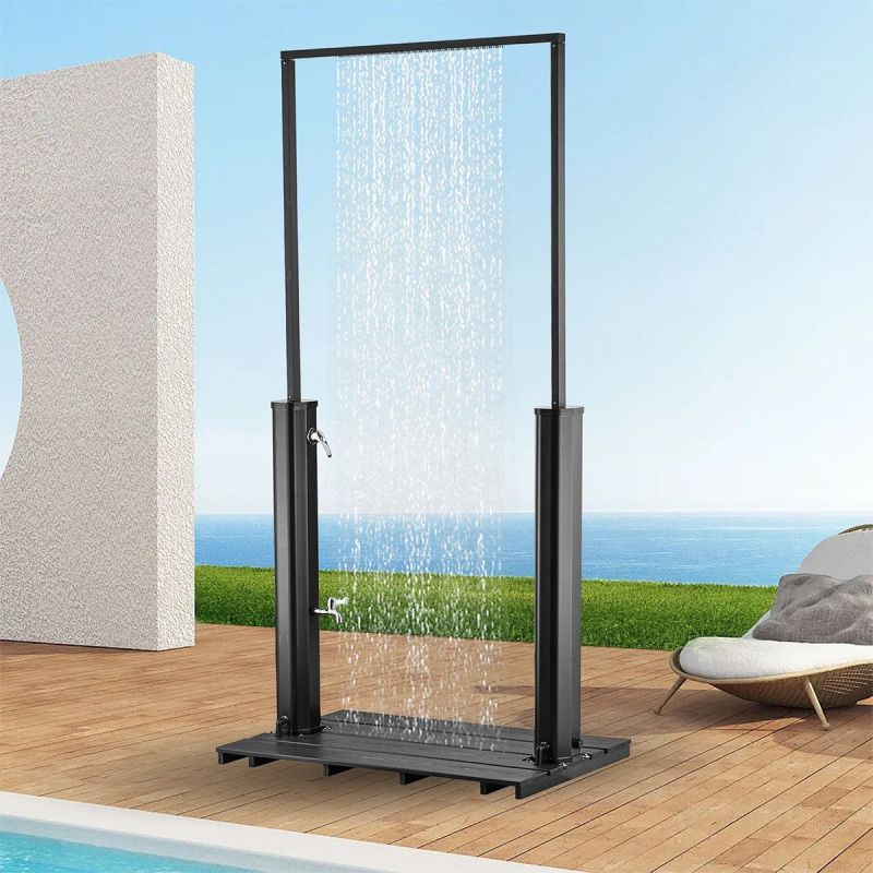 Dus solar tip perdea, capacitate de 40 L, gradina si piscina, WPS, Negru Mat, Viento