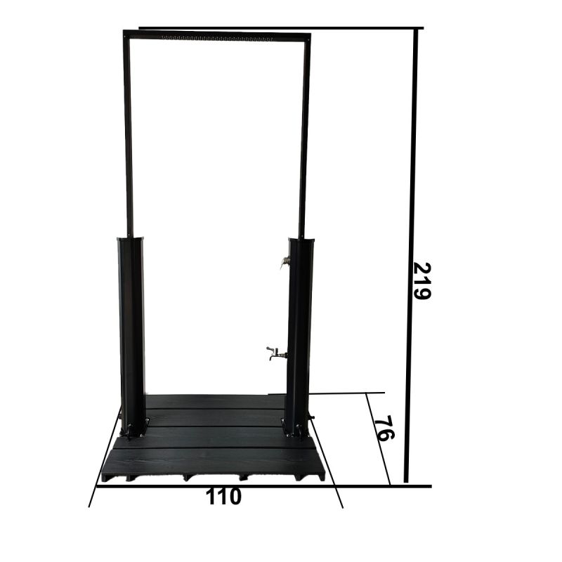Dus solar tip perdea, capacitate de 40 L, gradina si piscina, WPS, Negru Mat, Viento
