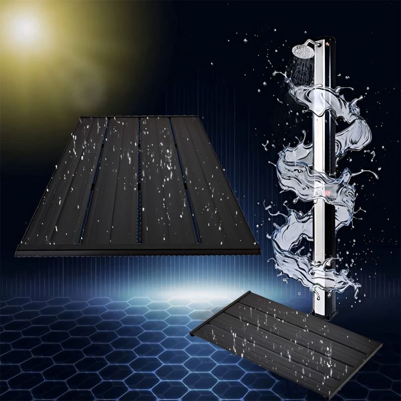 Element de podea din Pvc pentru dus solar din otel, dimensiuni 101x60, Negru, Aria