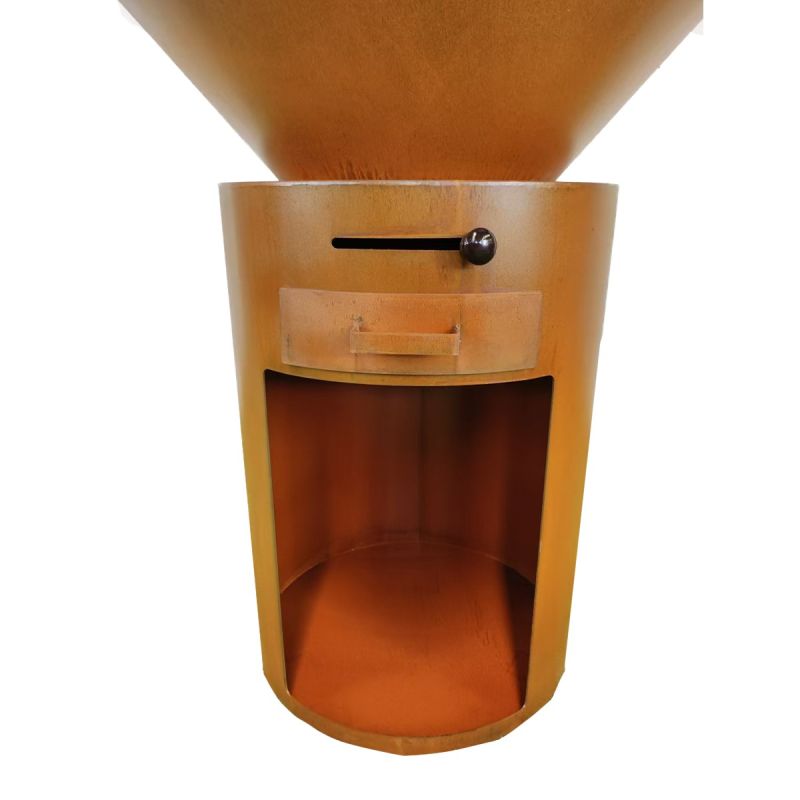 Gratar pe lemn cu plita mare din fonta, depozitare lemne, otel corten, diametru 100 sau 85 cm, Ruginiu, Infinity Glow
