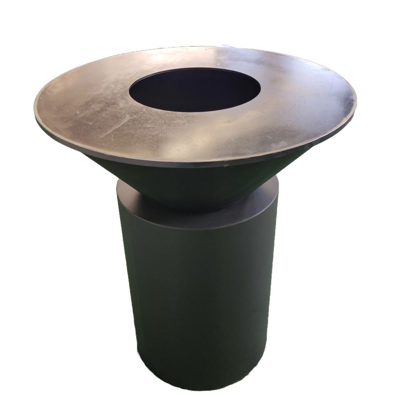 Gratar pe lemn cu plita mare din fonta, depozitare lemne, otel corten, diametru 100 sau 85 cm, Negru, Infinity Glow