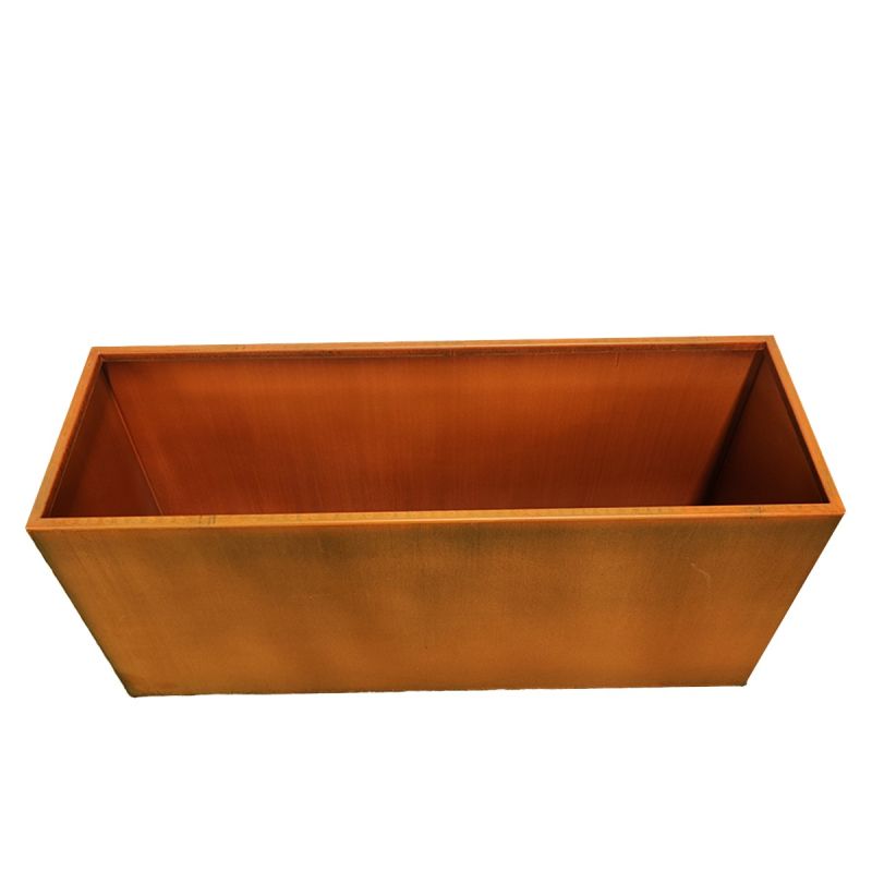 Jardiniera dreptunghiulara, dimensiuni: 100x30x45 sau 120x40x55 cm, otel corten de 2 mm, Bloom