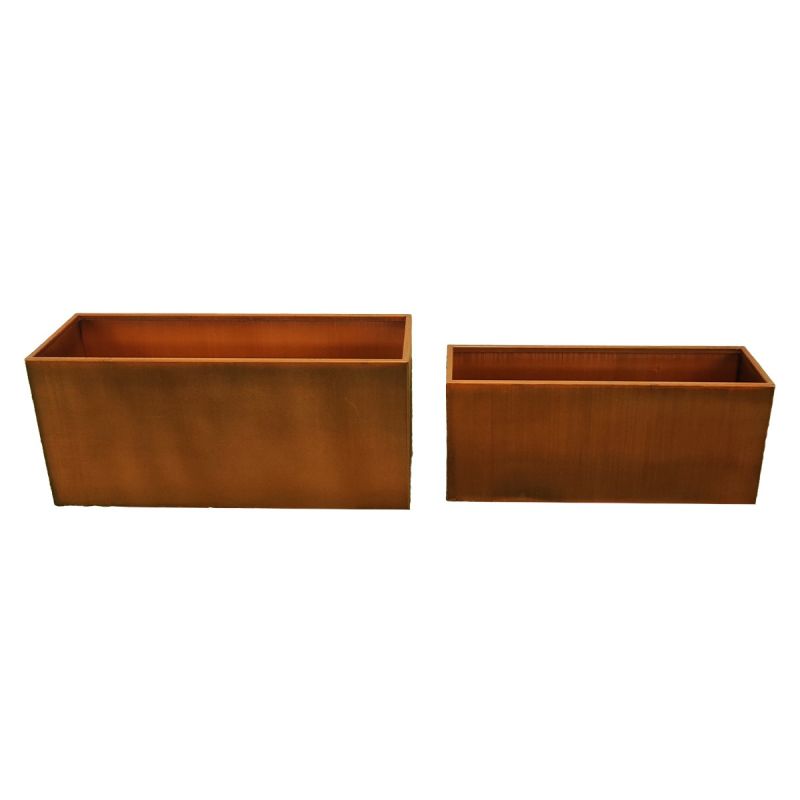 Jardiniera dreptunghiulara, dimensiuni: 100x30x45 sau 120x40x55 cm, otel corten de 2 mm, Bloom