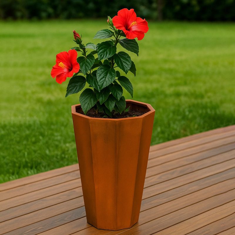 Jardiniera octagonala, dimensiuni 60x60x90 cm otel corten de 2 mm, Flora