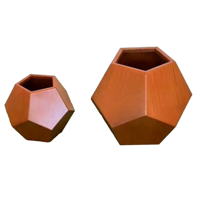 Jardiniera, diametru 38-55 cm, poligonala, otel corten de 2 mm, FlorArt