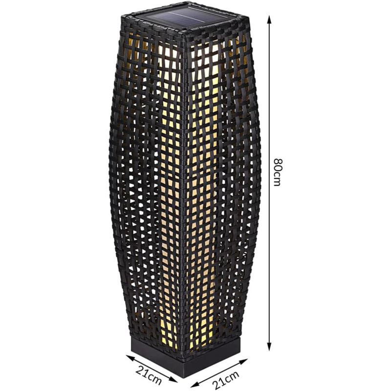 Lampa solara din poliratan, senzor amurg, baterie inclusa, protectie IP44, 80 cm, Evelyn