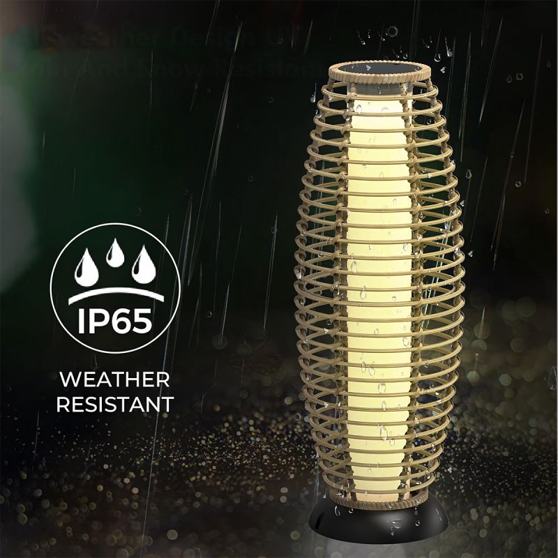 Lampa solara, impletitura din poliratan, incarcare USB, baterie inclusa, protectie IP65, 74 cm, lumina calda, Solar Boho