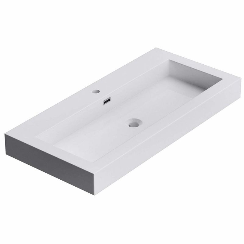 Lavoar 18, Alb, lucios, montaj suspendat, semi-incastrat sau pe blat, dimensiuni: 60, 73, sau 90 cm, compozit marmura