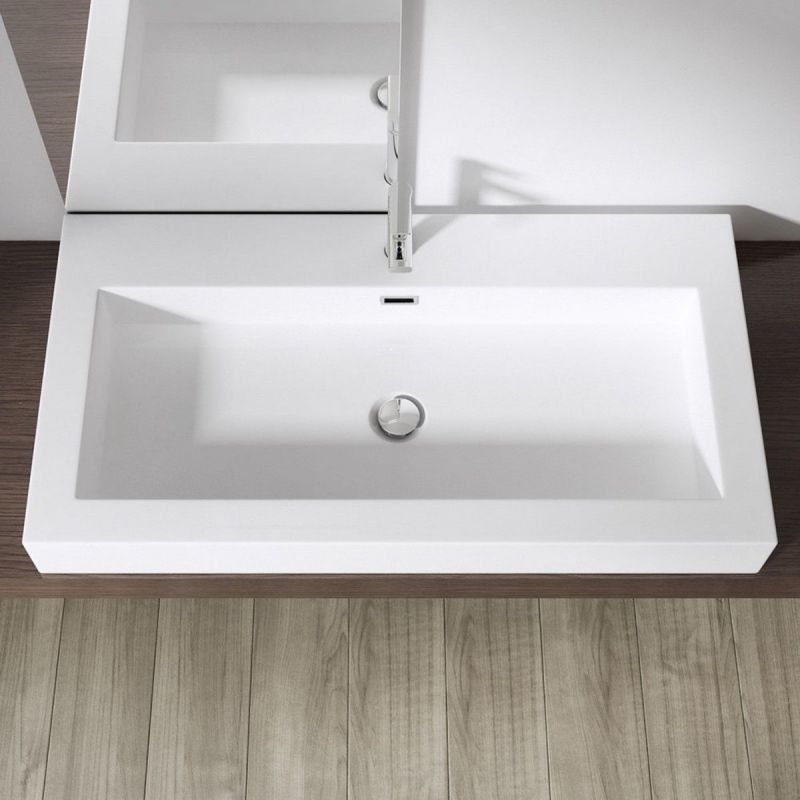 Lavoar 18, Alb, lucios, montaj suspendat, semi-incastrat sau pe blat, dimensiuni: 60, 73, sau 90 cm, compozit marmura