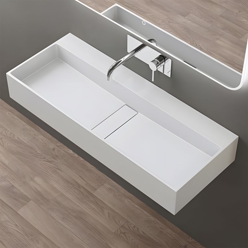 Lavoar 6028, Alb Mat, 120x40 cm, scurgere ascunsa, fara gaura de baterie, montaj pe blat, compozit mineral