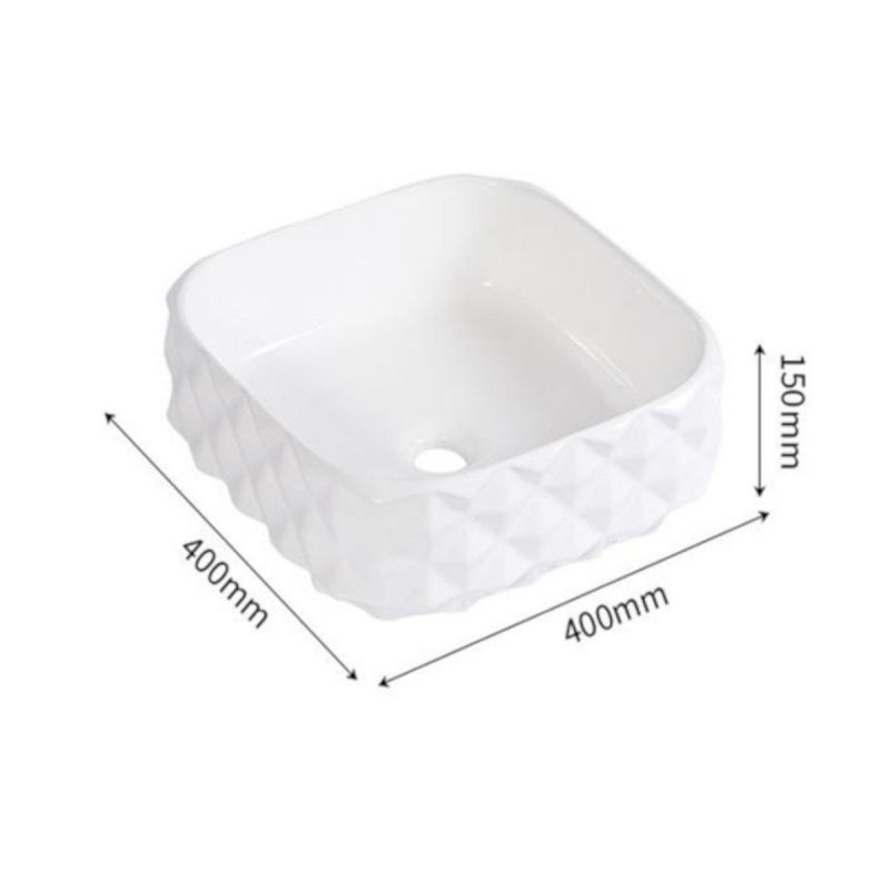 Lavoar, Alb, 40x40 cm, montaj pe blat, ceramica sanitara, Sidef