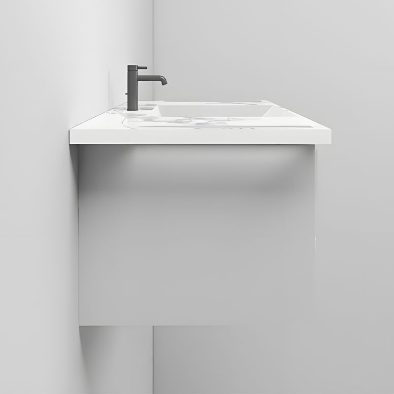 Lavoar, Alb  finisaj Carrara Arabescato, suport prosoape, compozit, montaj suspendat sau semi-incastrat, 105x55 cm, Lavanda