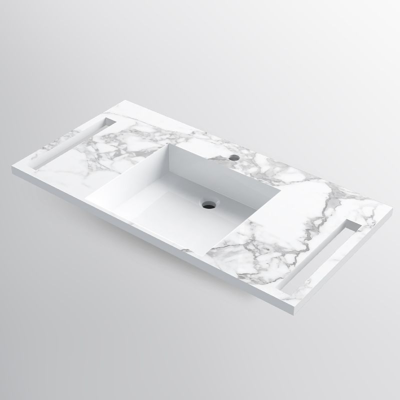 Lavoar, Alb  finisaj Carrara Arabescato, suport prosoape, compozit, montaj suspendat sau semi-incastrat, 105x55 cm, Lavanda