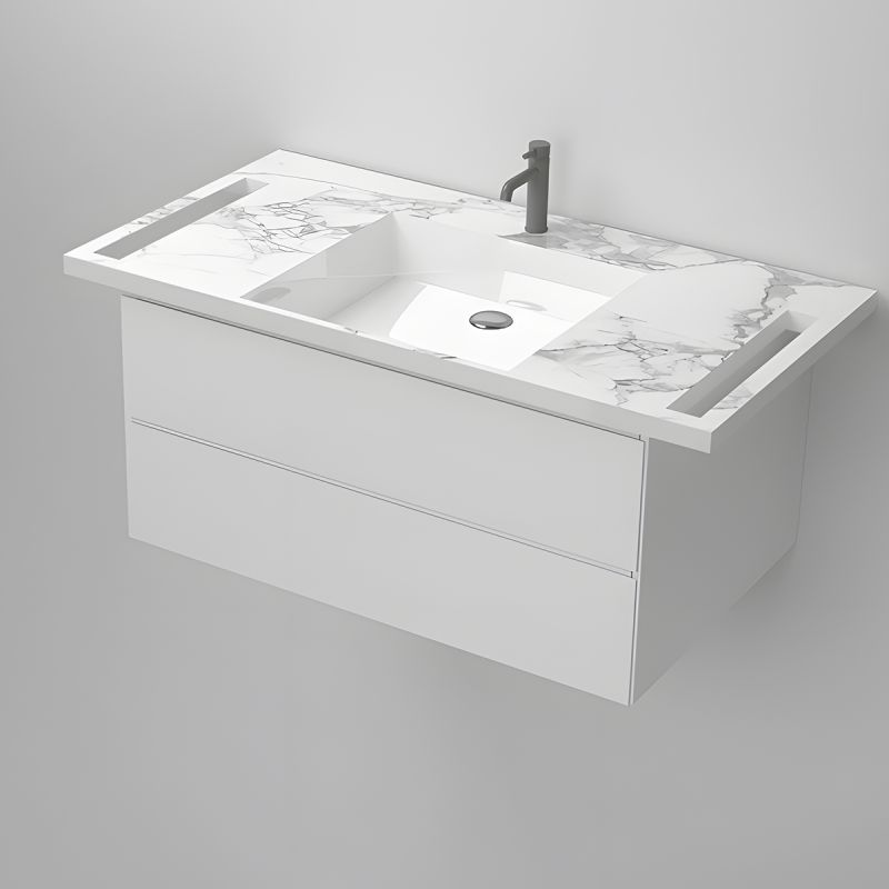Lavoar, Alb  finisaj Carrara Arabescato, suport prosoape, compozit, montaj suspendat sau semi-incastrat, 105x55 cm, Lavanda