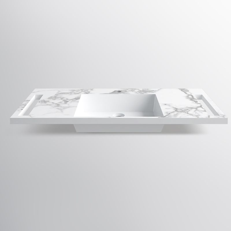 Lavoar, Alb  finisaj Carrara Arabescato, suport prosoape, compozit, montaj suspendat sau semi-incastrat, 105x55 cm, Lavanda