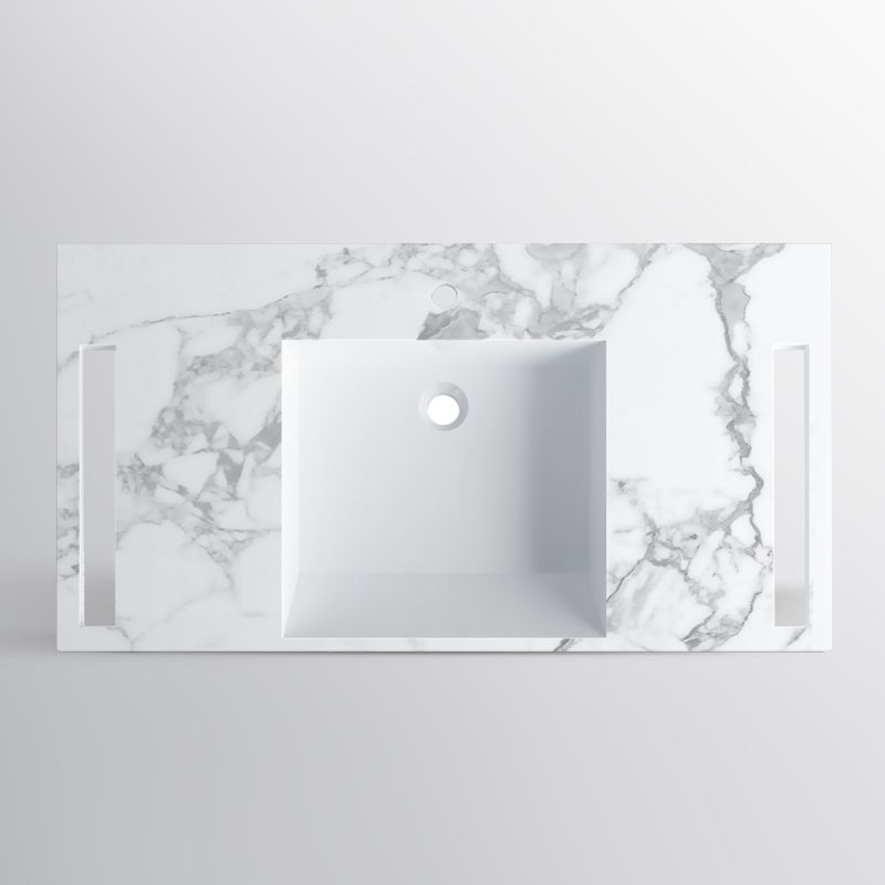 Lavoar, Alb  finisaj Carrara Arabescato, suport prosoape, compozit, montaj suspendat sau semi-incastrat, 105x55 cm, Lavanda