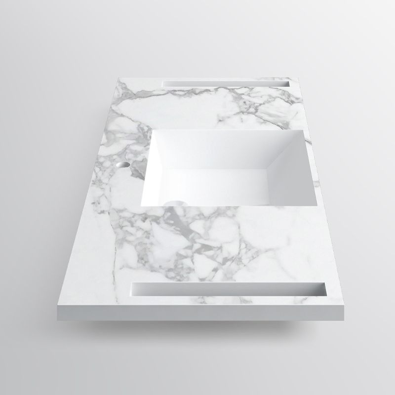 Lavoar, Alb  finisaj Carrara Arabescato,  suport prosoape, compozit, montaj suspendat sau semi-incastrat, 125x55 cm, Lavanda