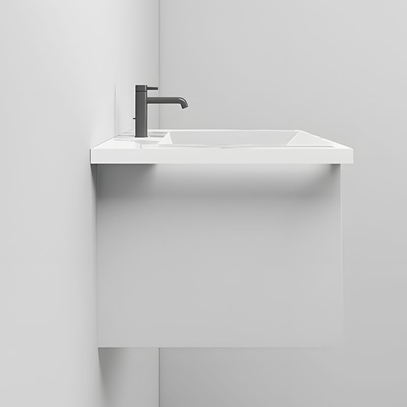 Lavoar, Alb finisaj Carrara Arabescato, suport prosoape, compozit, montaj suspendat sau semi-incastrat, 65x55 cm, Lavanda