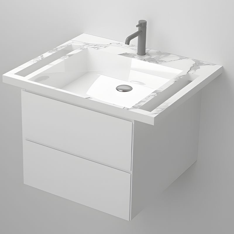 Lavoar, Alb finisaj Carrara Arabescato, suport prosoape, compozit, montaj suspendat sau semi-incastrat, 65x55 cm, Lavanda