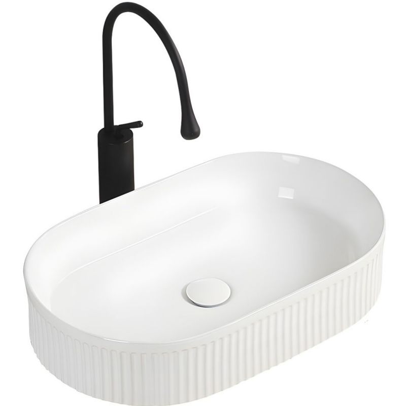 Lavoar, Alb Lucios, ceramica sanitara, 55x34 cm, montaj pe blat, Eliza
