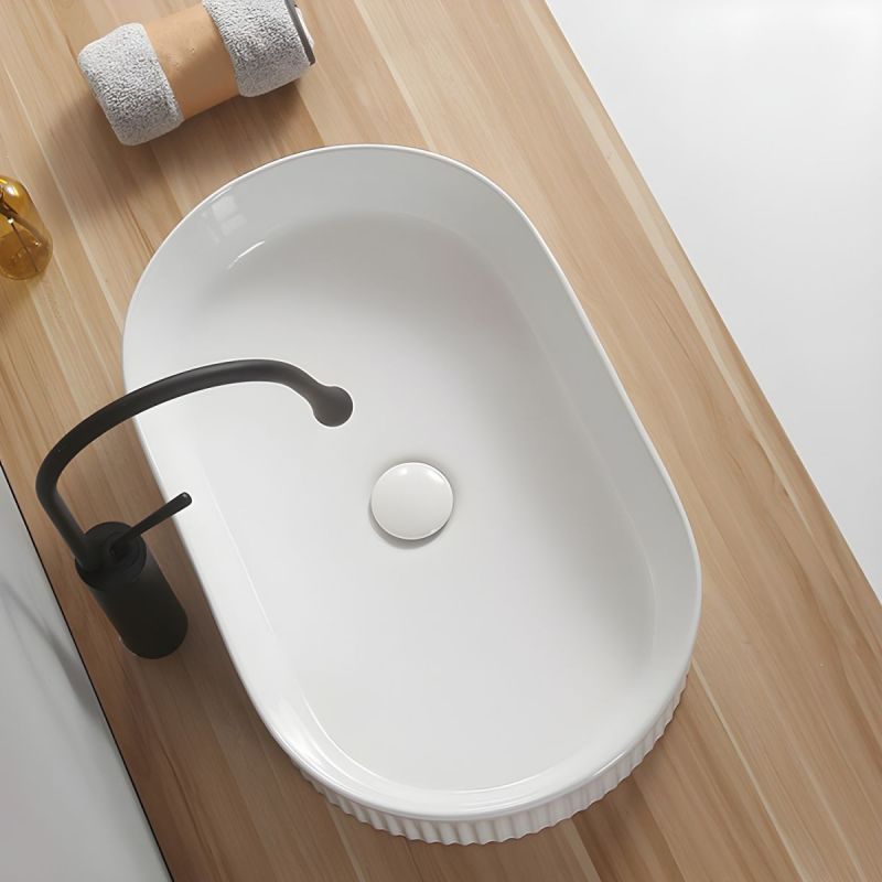 Lavoar, Alb Lucios, ceramica sanitara, 55x34 cm, montaj pe blat, Eliza