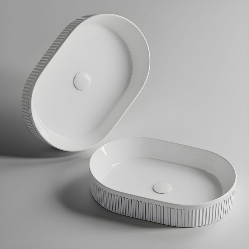 Lavoar, Alb Lucios, ceramica sanitara, 55x34 cm, montaj pe blat, Eliza