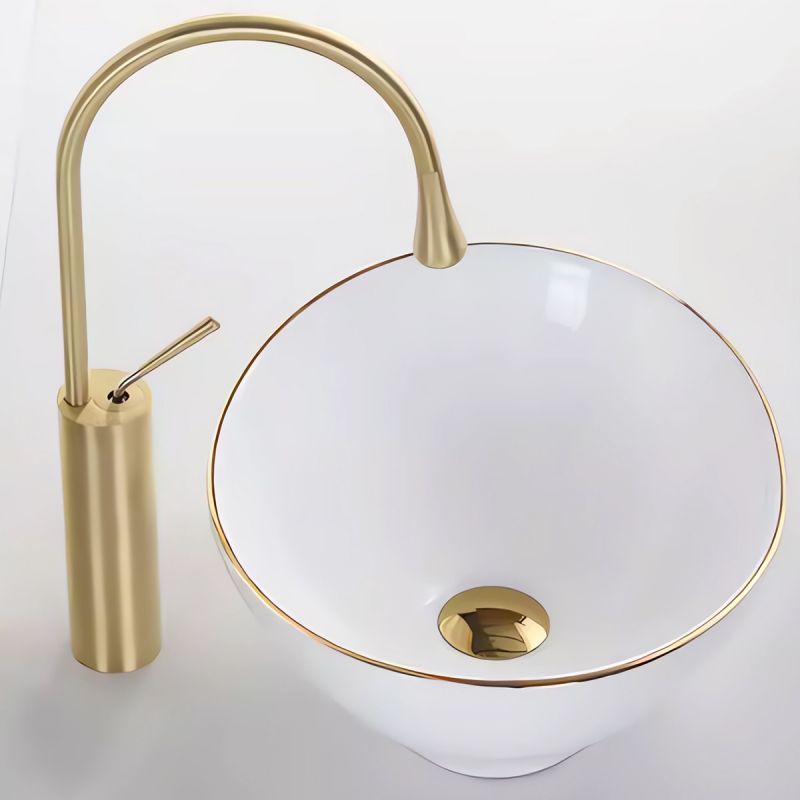 Lavoar, Alb Lucios, ceramica sanitara, 61x 36 cm, montaj pe blat, Luigi Gold Line