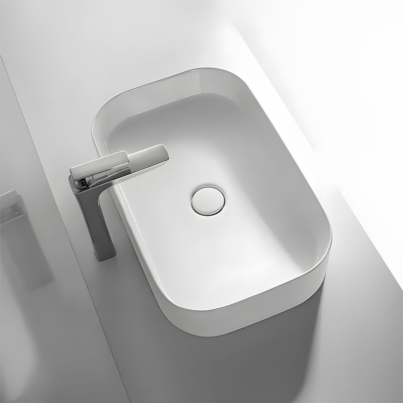Lavoar Alb Lucios, ceramica sanitara, montaj pe blat, 61x38 cm, Puro