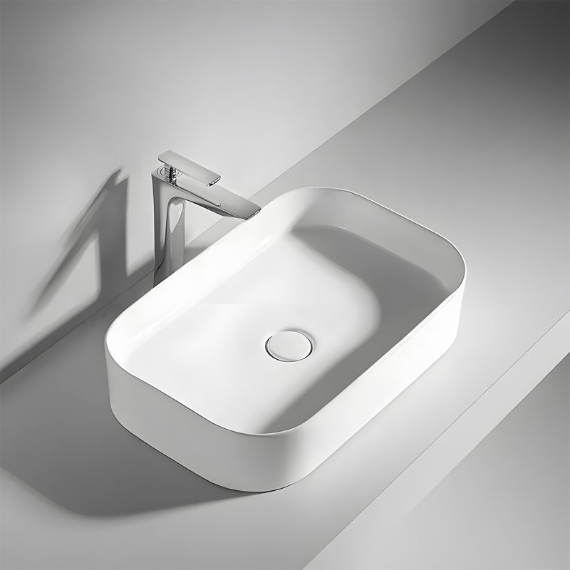 Lavoar Alb Lucios, ceramica sanitara, montaj pe blat, 61x38 cm, Puro
