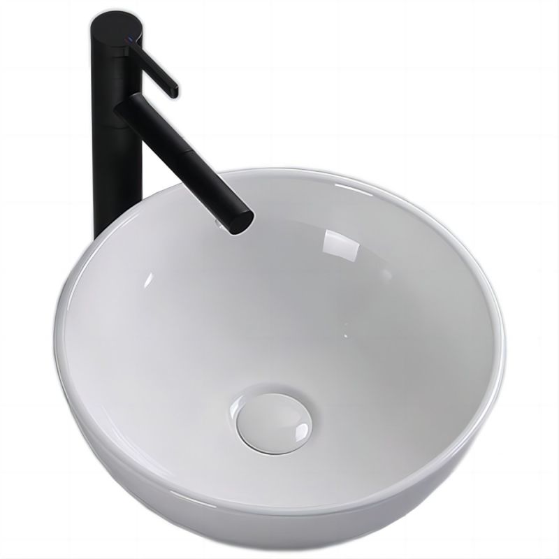 Lavoar, Alb Lucios, diametru 40 cm, ceramica sanitara, montaj pe blat, Leona