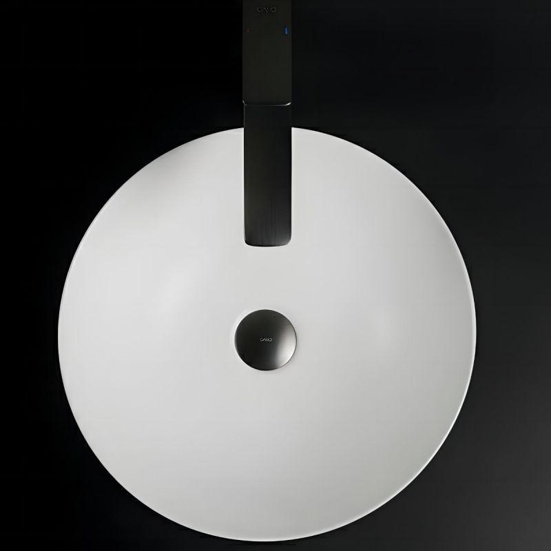 Lavoar, Alb Lucios, diametru 40 cm, ceramica sanitara, montaj pe blat, Leona