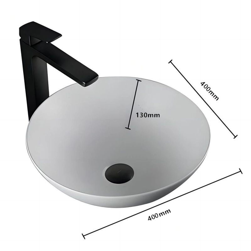 Lavoar, Alb Lucios, diametru 40 cm, ceramica sanitara, montaj pe blat, Leona