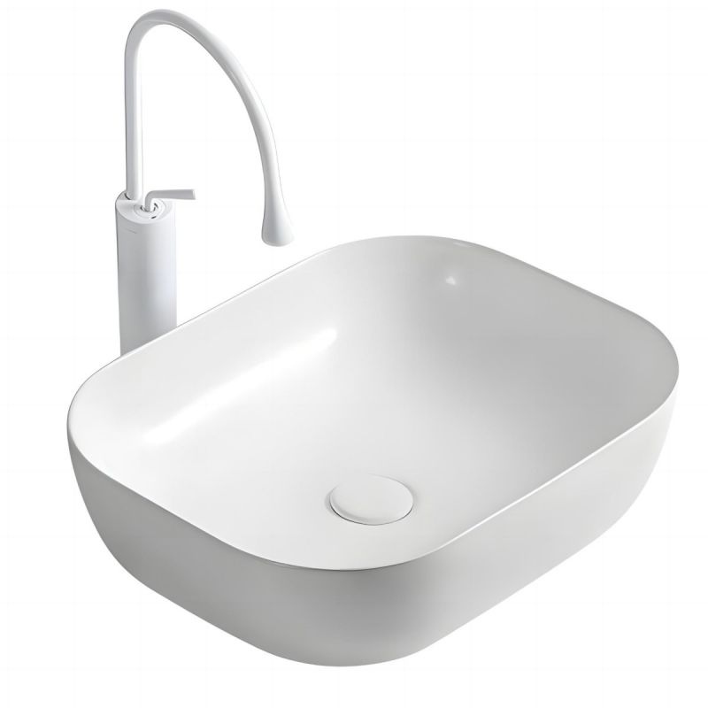 Lavoar, Alb Lucios, dimensiuni 45.5x 32 cm, ceramica sanitara, montaj pe blat, Nicoli