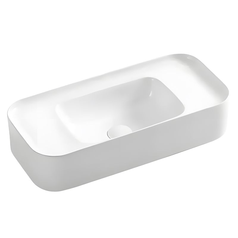 Lavoar Alb Lucios, montaj pe blat, 60x28.5 cm, fara gaura de baterie, ceramica sanitara, Como