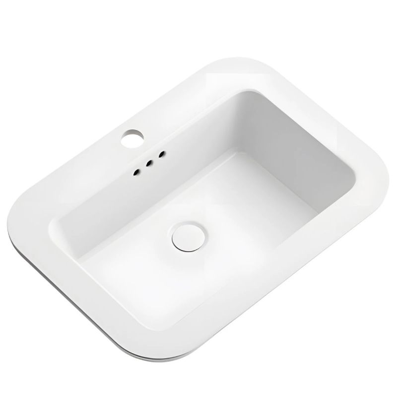 Lavoar, Alb Lucios, montaj semi-incastrat, cu gaura de baterie ceramica sanitara, 60x44 cm, Monza