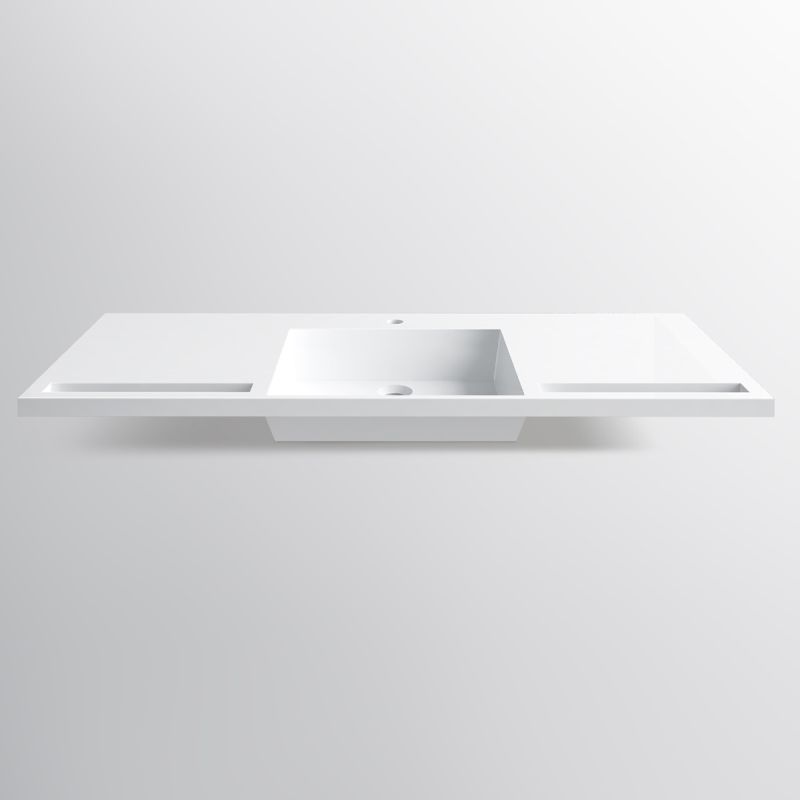 Lavoar, Alb Lucios, suport prosoape, compozit mineral , montaj suspendat pe perete sau semi-incastrat, 105-125x55 cm, Fuente