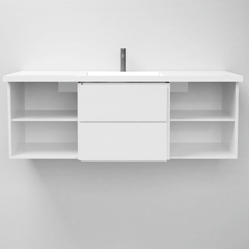 Lavoar, Alb Lucios, suport prosoape, compozit mineral , montaj suspendat pe perete sau semi-incastrat, 105-125x55 cm, Fuente