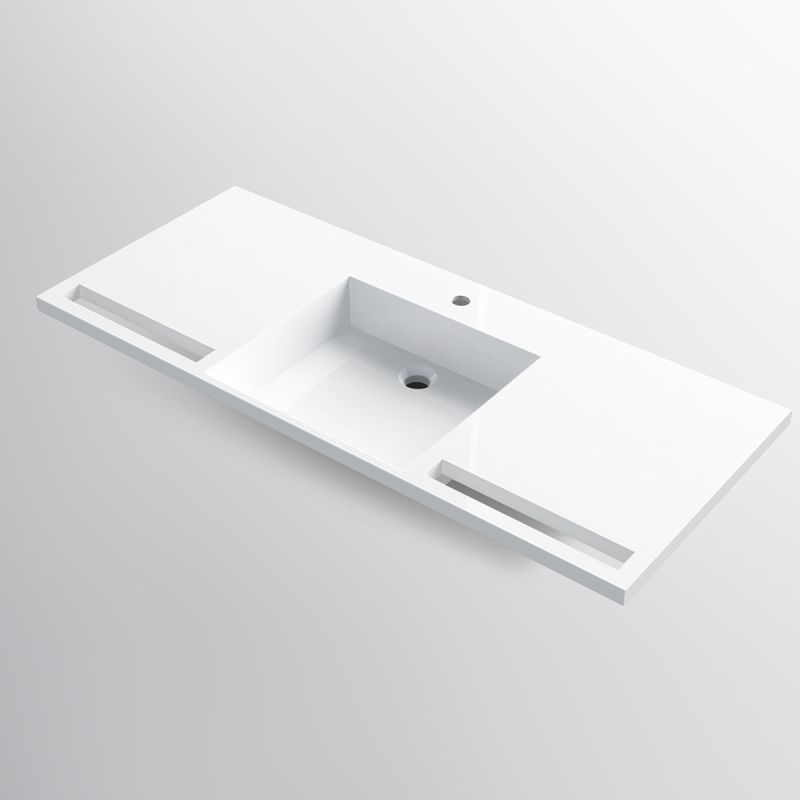 Lavoar, Alb Lucios, suport prosoape, compozit mineral , montaj suspendat pe perete sau semi-incastrat, 105-125x55 cm, Fuente