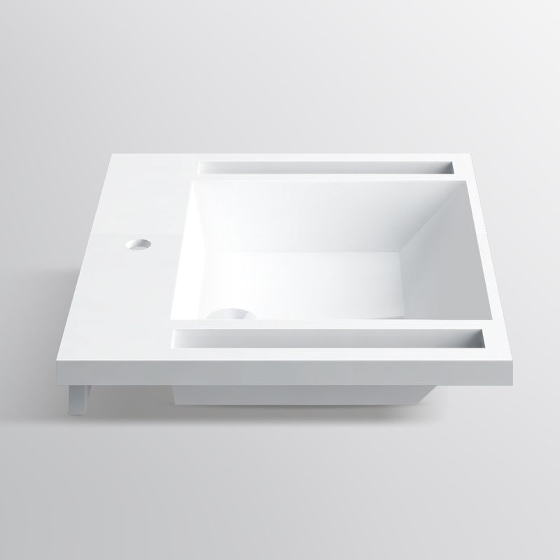 Lavoar, Alb Lucios,  suport prosoape laterale, compozit mineral, montaj suspendat pe perete, 65x55 cm, Lavanda