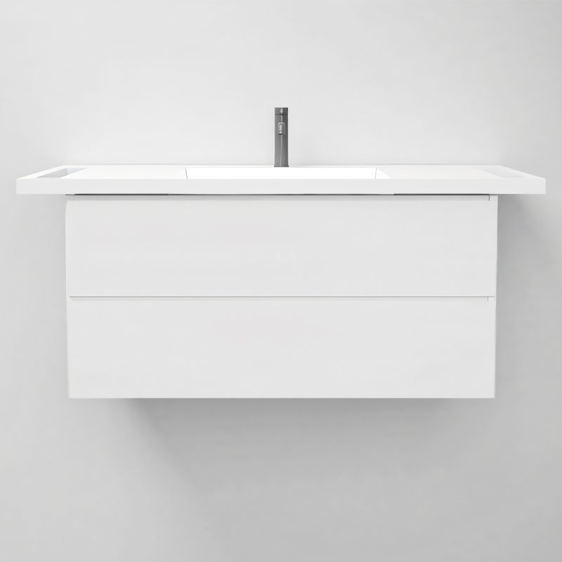 Lavoar, Alb Lucios,  suport prosoape laterale, compozit mineral , montaj suspendat sau semi-incastrat, 105x55 cm, Lavanda